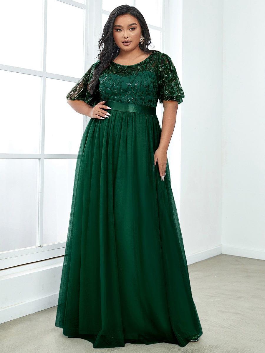 pretty SAPHIR|Plus Size Sequin Bodice Long Formal Evening Dresses