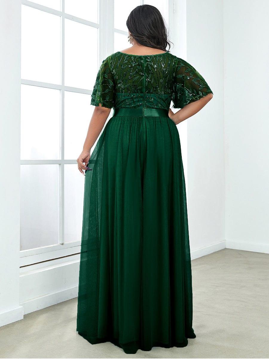 pretty SAPHIR|Plus Size Sequin Bodice Long Formal Evening Dresses