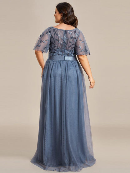 pretty SAPHIR|Plus Size Sequin Bodice Long Formal Evening Dresses