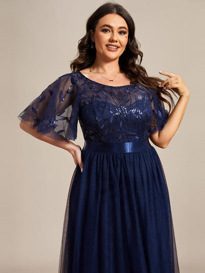 pretty SAPHIR|Plus Size Sequin Bodice Long Formal Evening Dresses