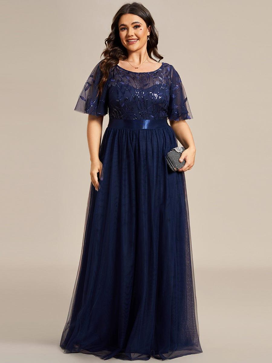 pretty SAPHIR|Plus Size Sequin Bodice Long Formal Evening Dresses