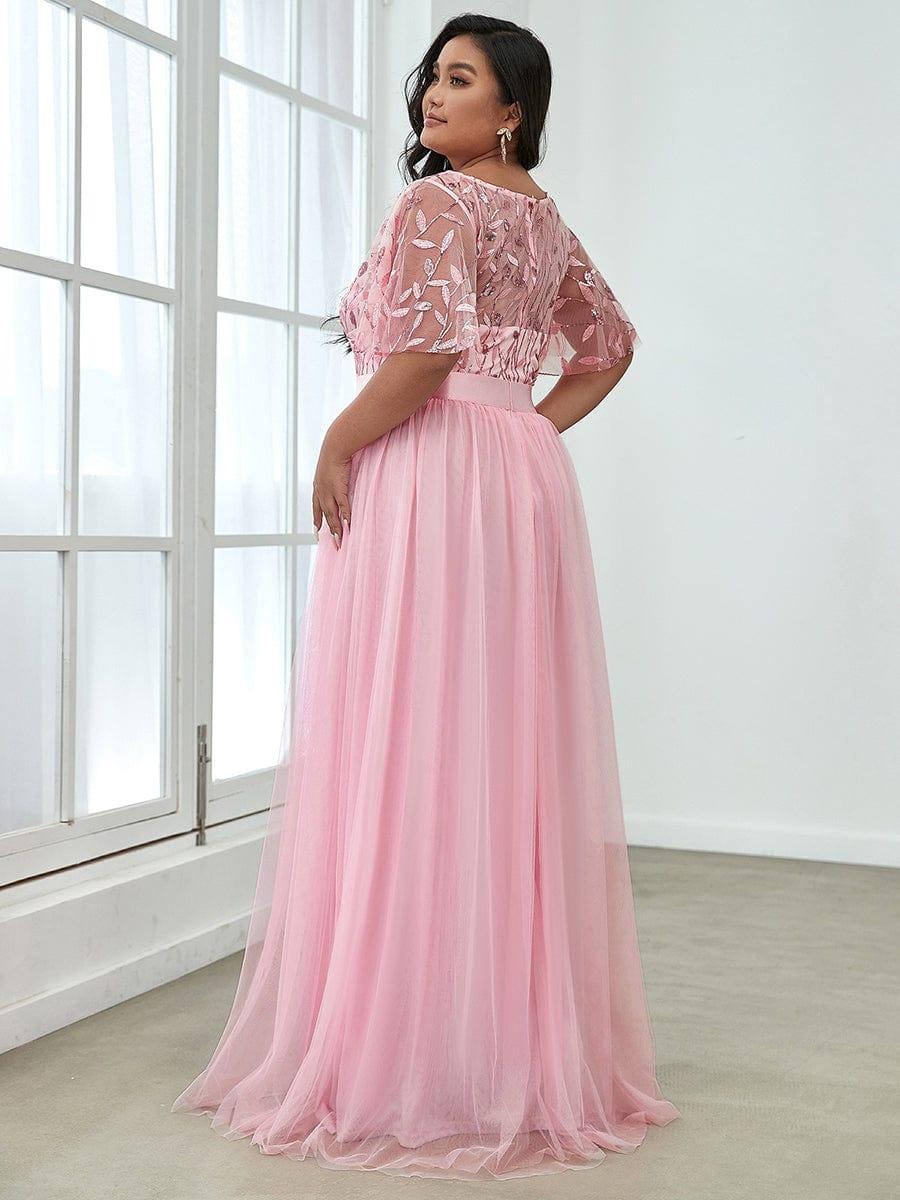 pretty SAPHIR|Plus Size Sequin Bodice Long Formal Evening Dresses