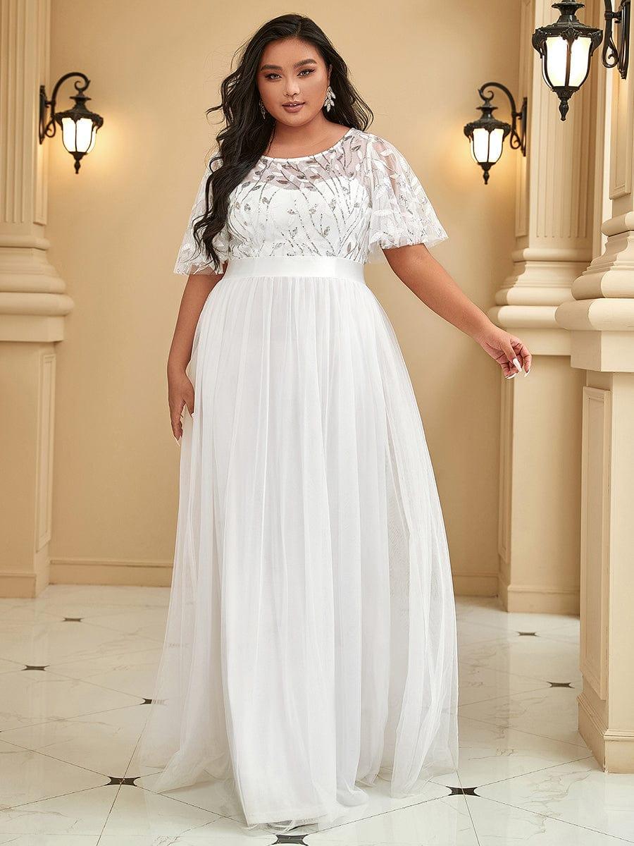 pretty SAPHIR|Plus Size Sequin Bodice Long Formal Evening Dresses