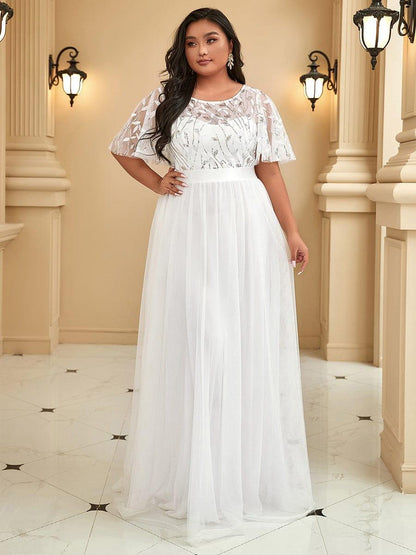 pretty SAPHIR|Plus Size Sequin Bodice Long Formal Evening Dresses