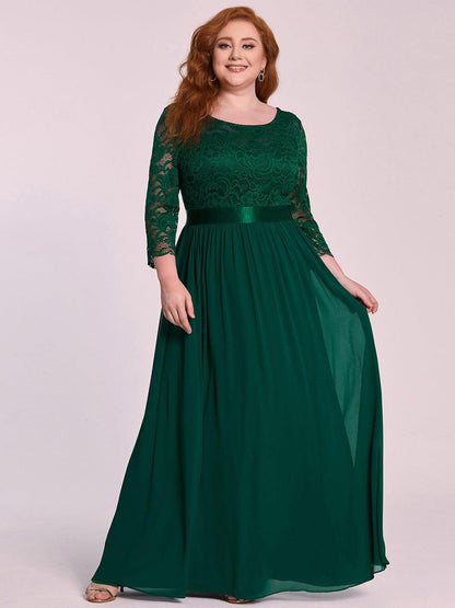 pretty FAUN|Simple Plus Size Lace Evening Dress with Half Sleeves
