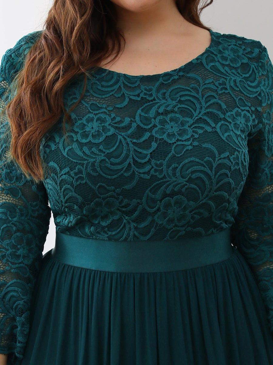 pretty FAUN|Simple Plus Size Lace Evening Dress with Half Sleeves