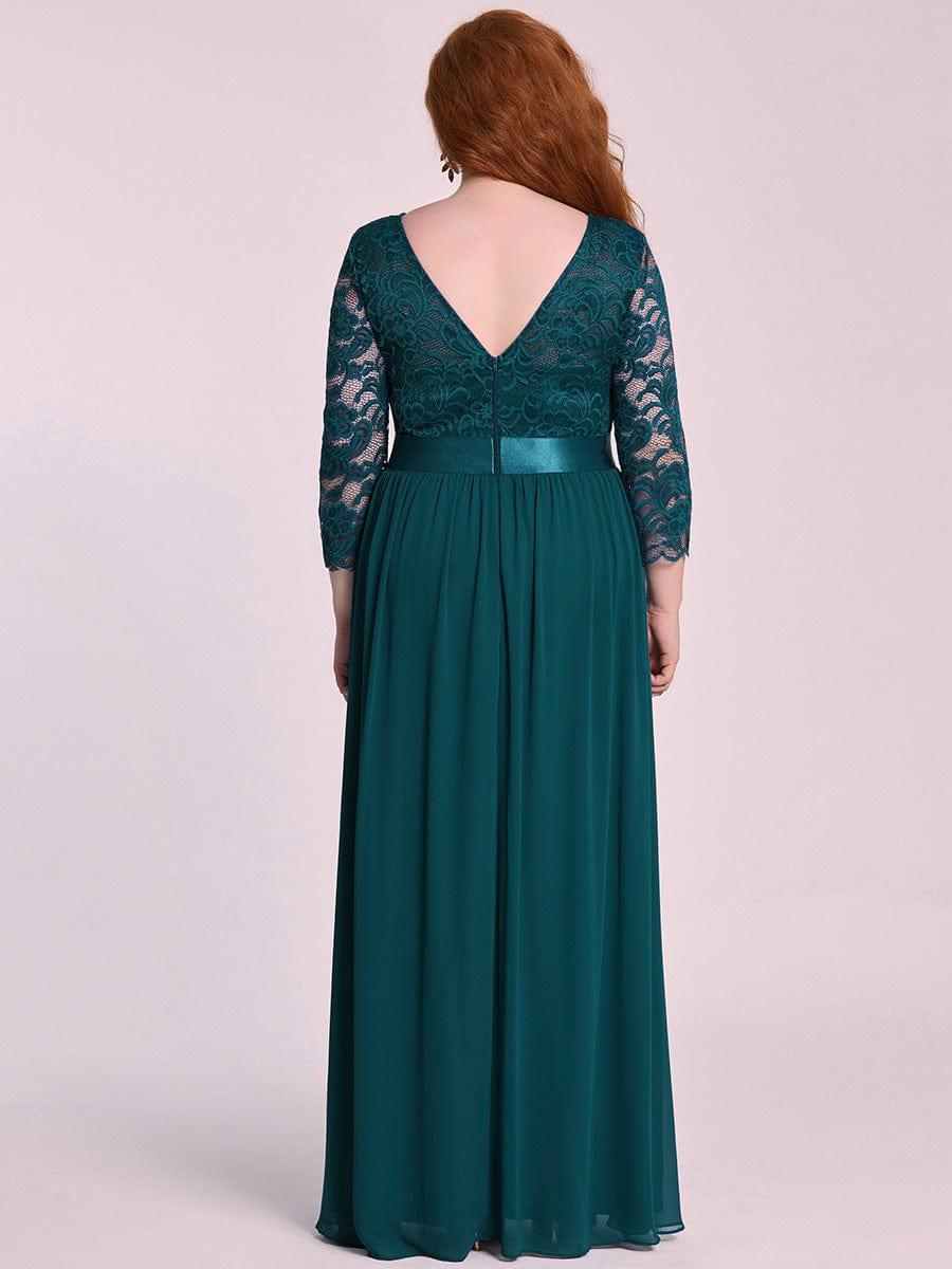 pretty FAUN|Simple Plus Size Lace Evening Dress with Half Sleeves