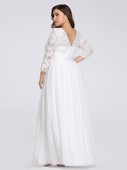 pretty FAUN|Simple Plus Size Lace Evening Dress with Half Sleeves