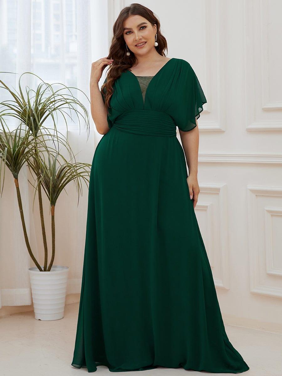 pretty AMBRYN|Plus Size Empire Waist Chiffon Formal Maxi Evening Dress
