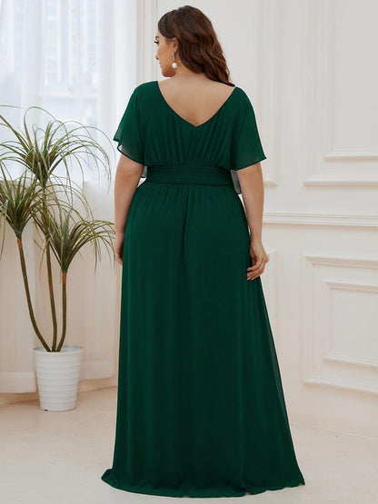 pretty AMBRYN|Plus Size Empire Waist Chiffon Formal Maxi Evening Dress