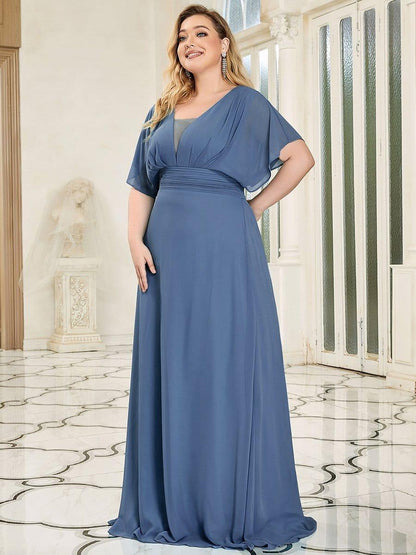 pretty AMBRYN|Plus Size Empire Waist Chiffon Formal Maxi Evening Dress