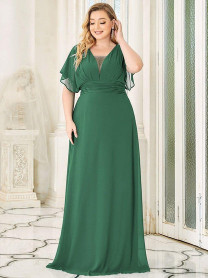pretty AMBRYN|Plus Size Empire Waist Chiffon Formal Maxi Evening Dress
