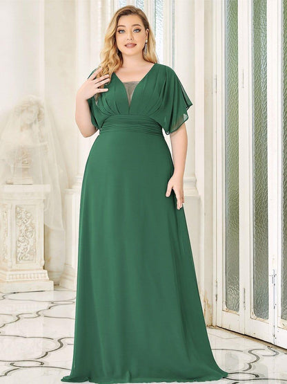 pretty AMBRYN|Plus Size Empire Waist Chiffon Formal Maxi Evening Dress