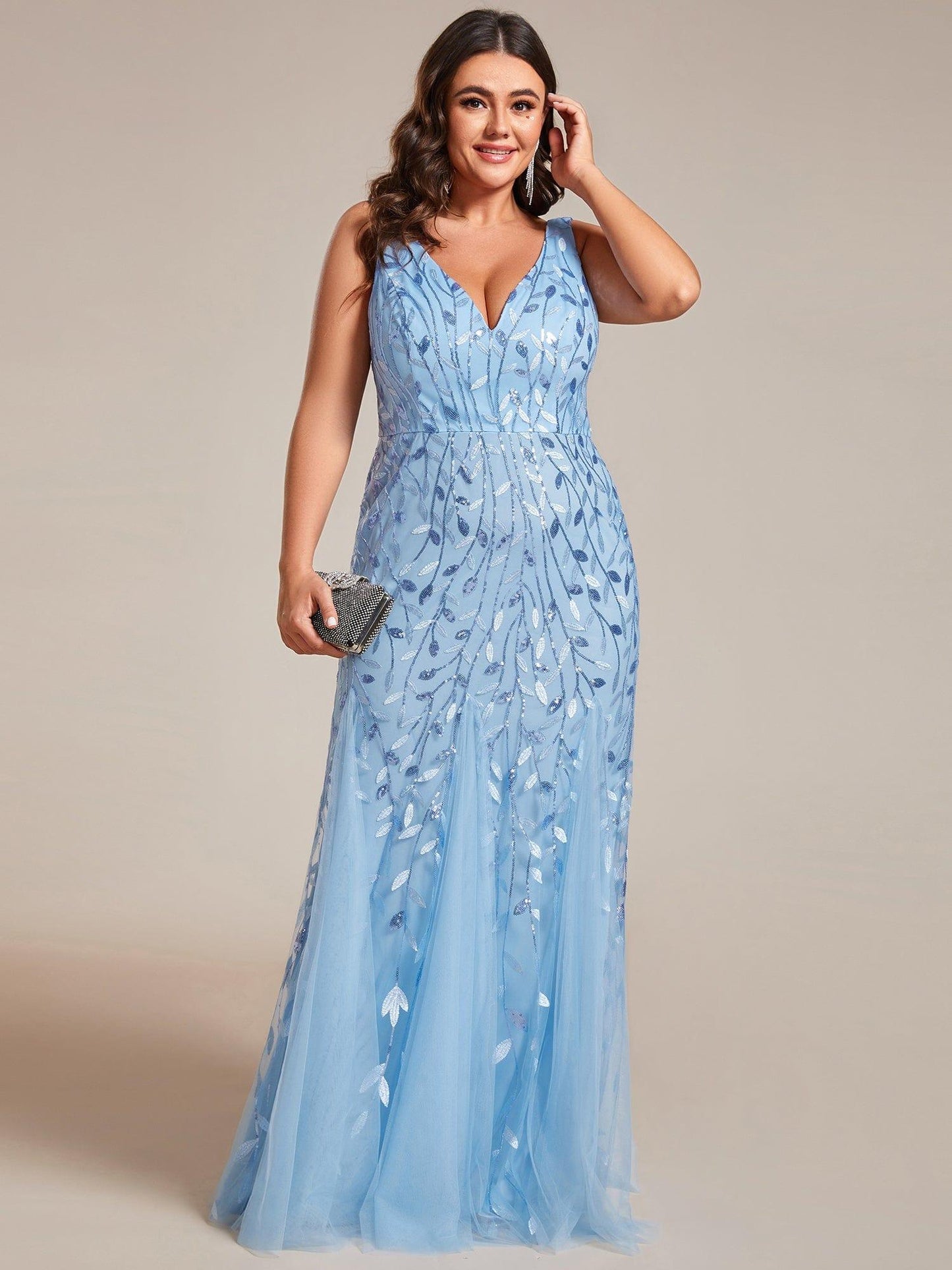 pretty ORIEL|Plus Size Maxi Sequin Formal Dresses & Gowns
