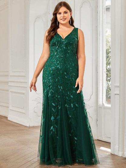 pretty ORIEL|Plus Size Maxi Sequin Formal Dresses & Gowns