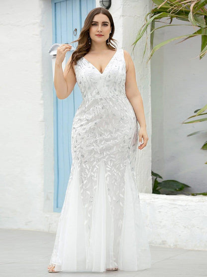 pretty ORIEL|Plus Size Maxi Sequin Formal Dresses & Gowns