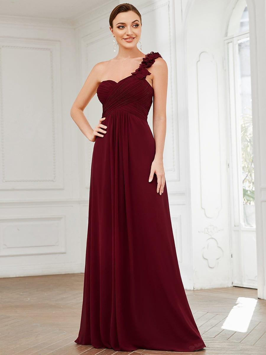 ever JAYLEEN|Sweet Pleated Bodice One Shoulder Chiffon Bridesmaid Dress
