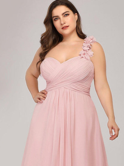 ever JAYLEEN|Sweet Pleated Bodice One Shoulder Chiffon Bridesmaid Dress
