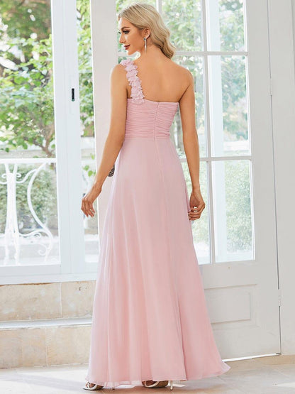 ever JAYLEEN|Sweet Pleated Bodice One Shoulder Chiffon Bridesmaid Dress