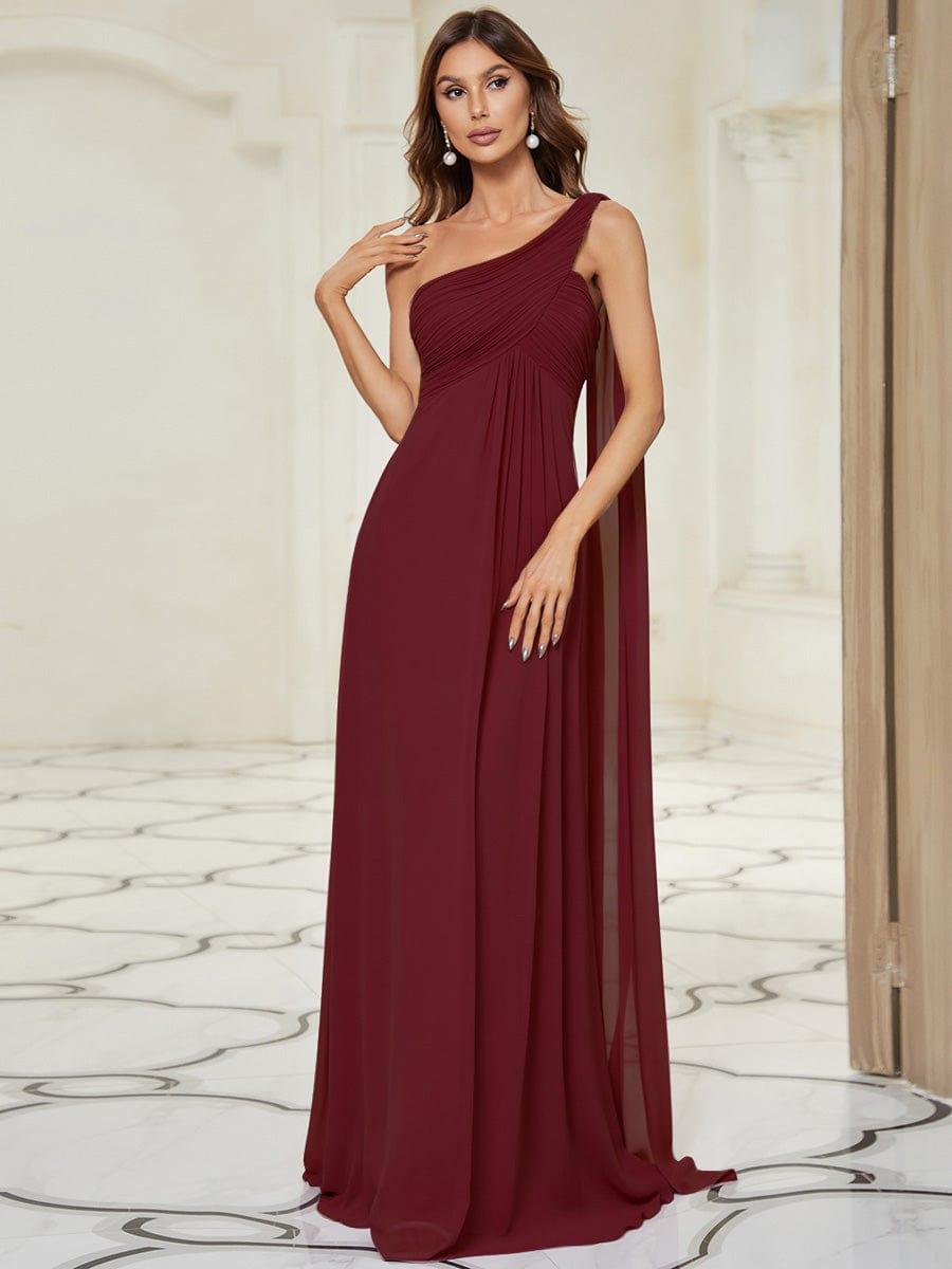 ever ANAYA|One Shoulder Pleated Chiffion Bridesmaid Sleeves