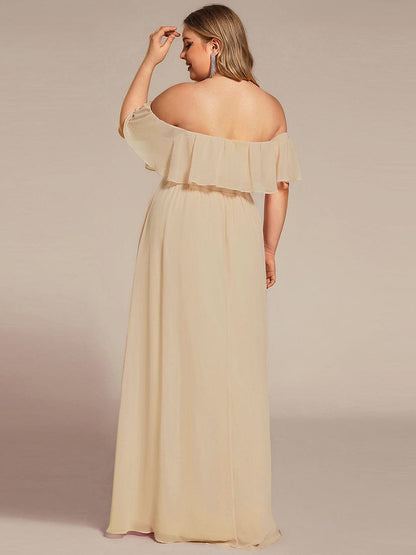 ever ÉMILE|Plus Size Off the Shoulder Formal Bridesmaid Dress with Thigh Split