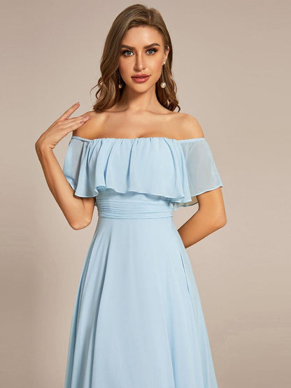 Elegant Chiffon High-Low Off The Shoulder Bridesmaid Dress