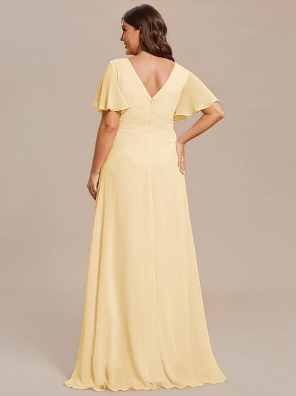 ever OREE|Ruffles Sleeve V-Neck Chiffon Bridesmaid Dress