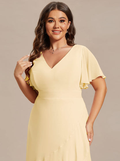 ever OREE|Ruffles Sleeve V-Neck Chiffon Bridesmaid Dress