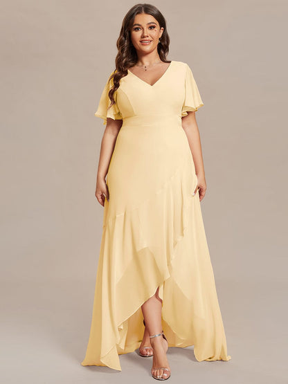 ever OREE|Ruffles Sleeve V-Neck Chiffon Bridesmaid Dress