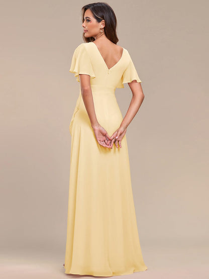 ever OREE|Ruffles Sleeve V-Neck Chiffon Bridesmaid Dress