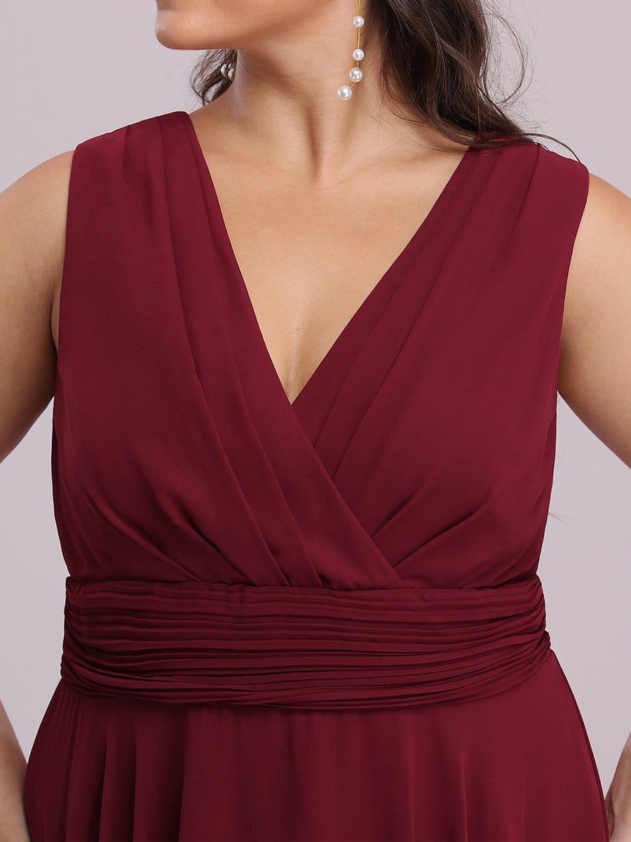 ever ELORA|V Neck Ruched Asymmetrical Hems Midi Chiffon Bridesmaid Dress