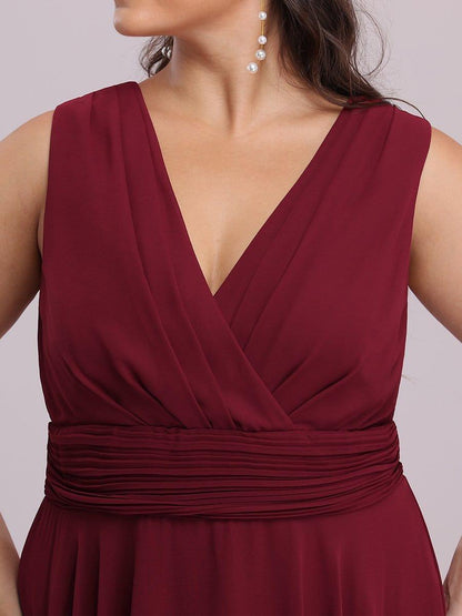 ever ELORA|V Neck Ruched Asymmetrical Hems Midi Chiffon Bridesmaid Dress