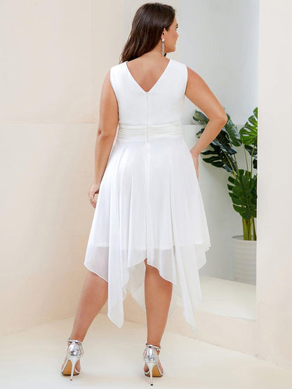 ever ELORA|V Neck Ruched Asymmetrical Hems Midi Chiffon Bridesmaid Dress