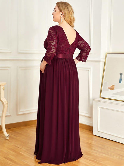 pretty KALANI|Plus Size Long Lace Sleeve Maternity Formal Dresses
