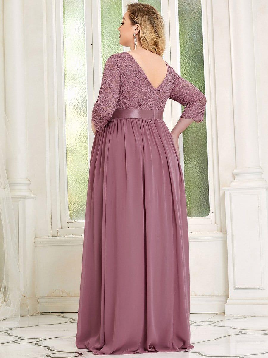 pretty KALANI|Plus Size Long Lace Sleeve Maternity Formal Dresses